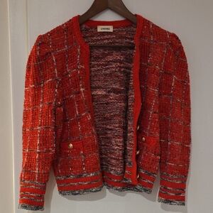 L'Agence Red Multi Knit Jacket Size M